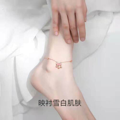 宫铃脚镯如意锁脚链女有响声古风腿链子新款潮脚饰脚镯高级足链专