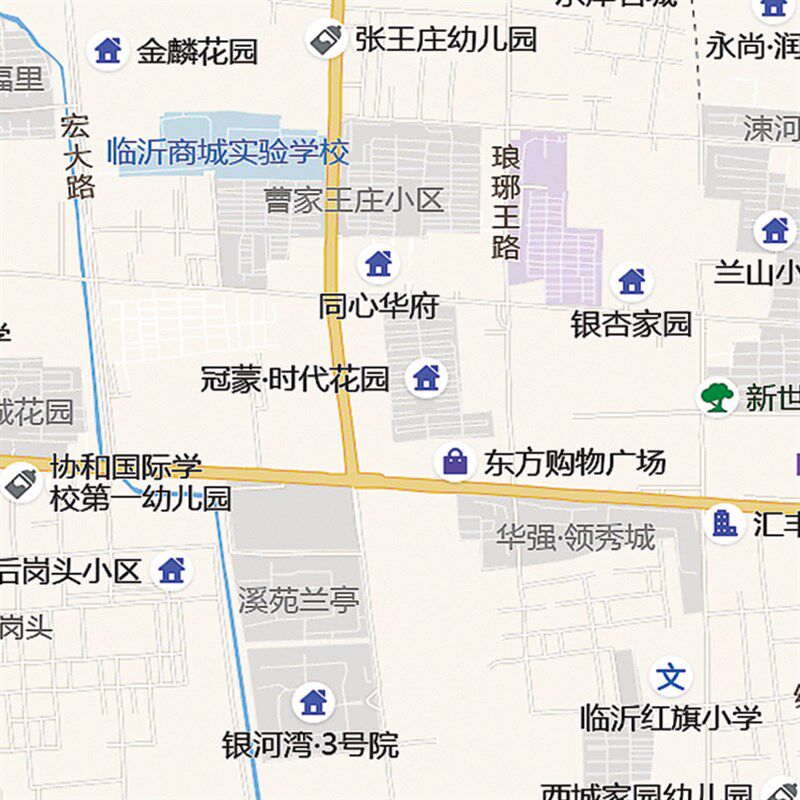 2022新款临沂市城区地图办公室挂图高清防水墙壁装饰实物推荐定制