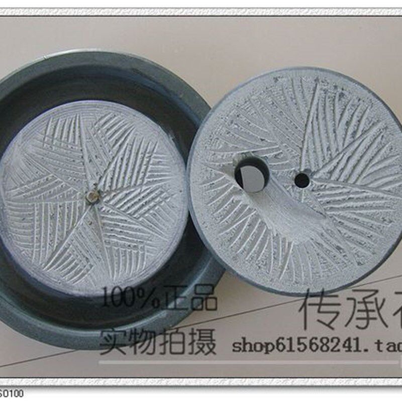 家用石磨天然青石石磨豆浆机20*30小石磨盘手推石磨包邮配送木架