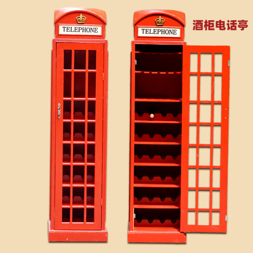 复古创意家居酒柜电话亭模型客厅酒吧咖啡厅餐厅落地摆件装饰品