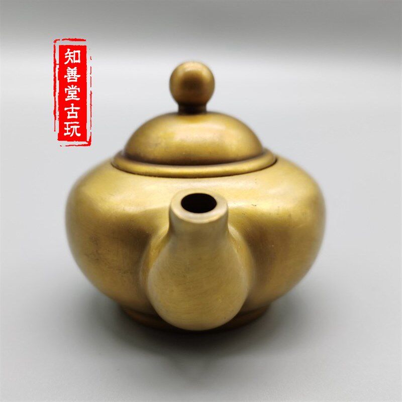黄铜光面壶摆件茶壶茶具功夫茶茶宠可养手把壶水壶酒壶办公室礼品