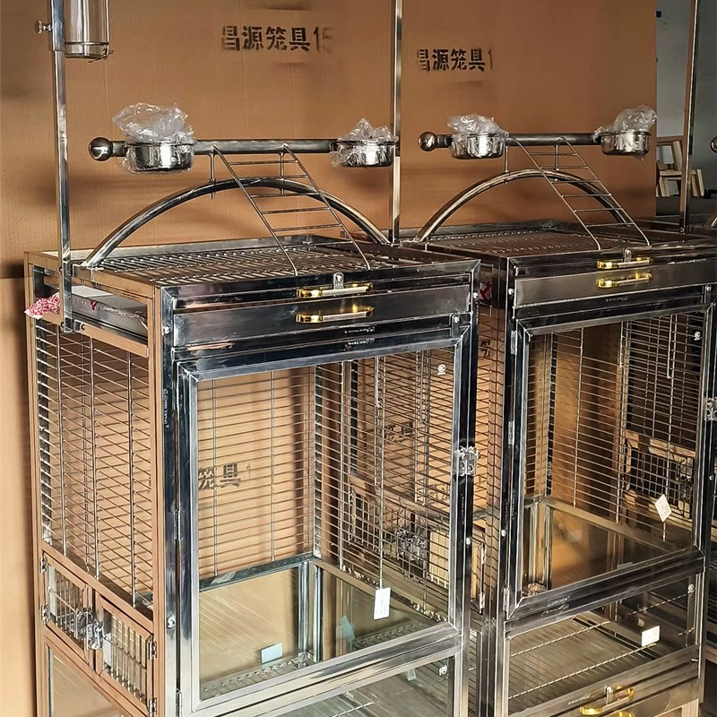 鹦鹉自动饮水器喂水壶水杯304不锈钢支架水果玩具架 玻璃撞针水杯