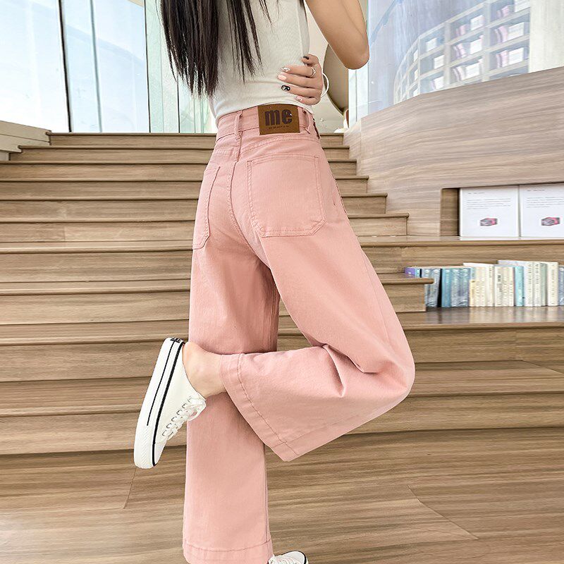 白色阔腿牛仔裤女小个子夏季薄款高腰宽松显瘦百搭八九分直筒裤子