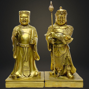 善缘堂铜文判武判铜像 文武判官一对大爷/二爷伯家居客厅桌面摆件