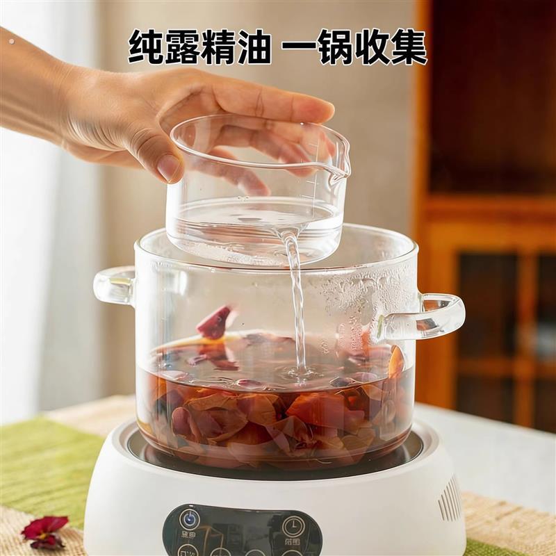 蒸馏玻璃锅新款高硼硅玻璃大容量玫瑰纯露提取器双耳隔热玻璃锅