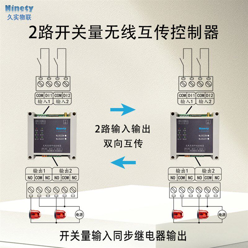 2路开关量无线行程开关对传接收器模块摇远程水泵水位控制器遥控