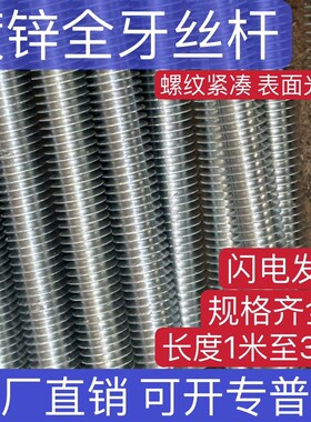 国标镀锌丝杆全牙通丝吊筋吊杆奠定丝杆全螺纹牙条螺杆M6M8M10M12