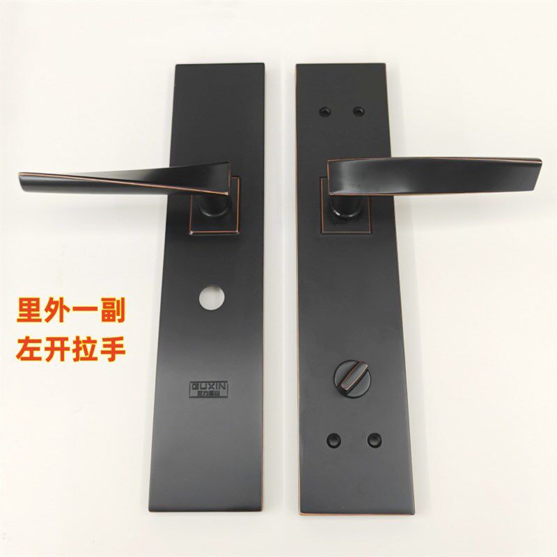 王力款固芯磨砂黑锌合金加厚防盗门拉手PZ6827圆孔甲级防撬