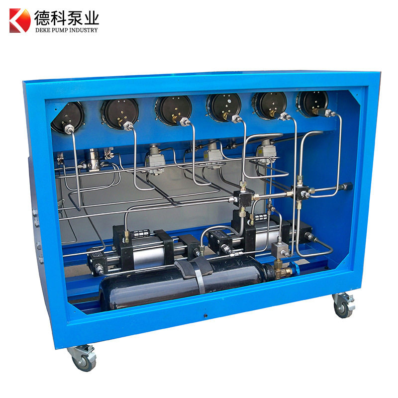 德科耐压检测试验机空气驱动实验台液体增压泵流量输出可控耐高压