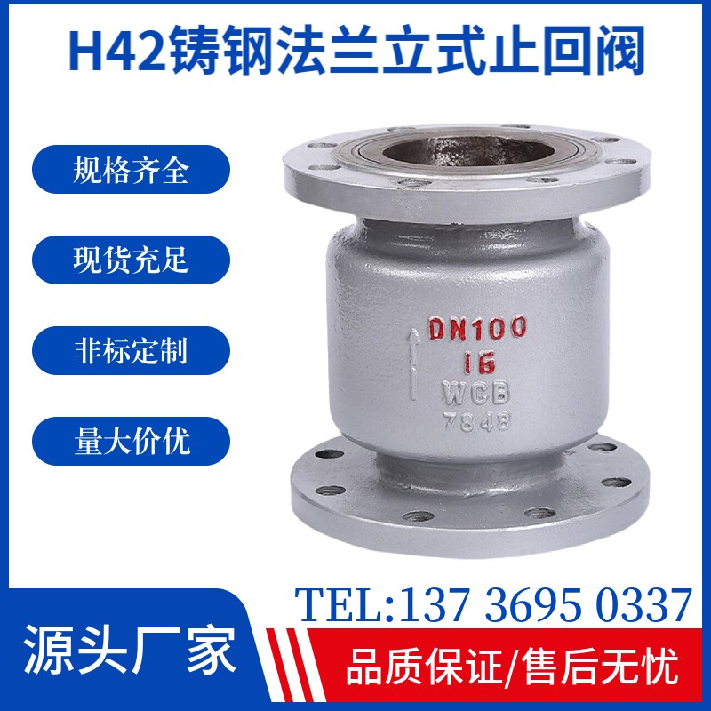 H42H-16C铸钢立式法兰止回阀 单向阀 逆止阀DN25 32 40 50 65 80