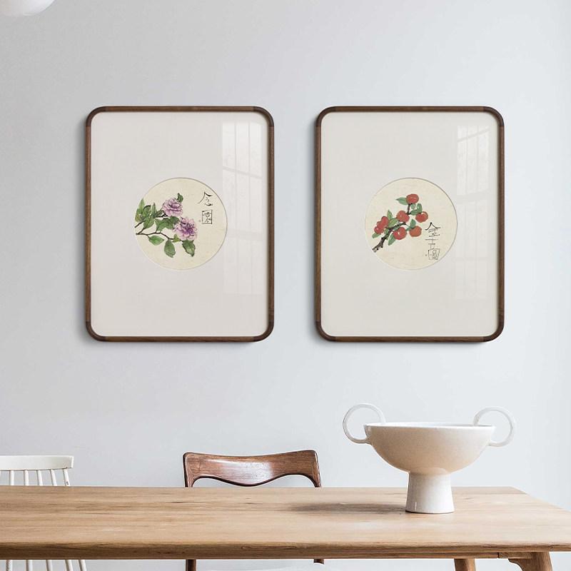 李知弥新中式双联书房装饰古风客厅沙发背景墙挂画餐厅壁画胡桃木