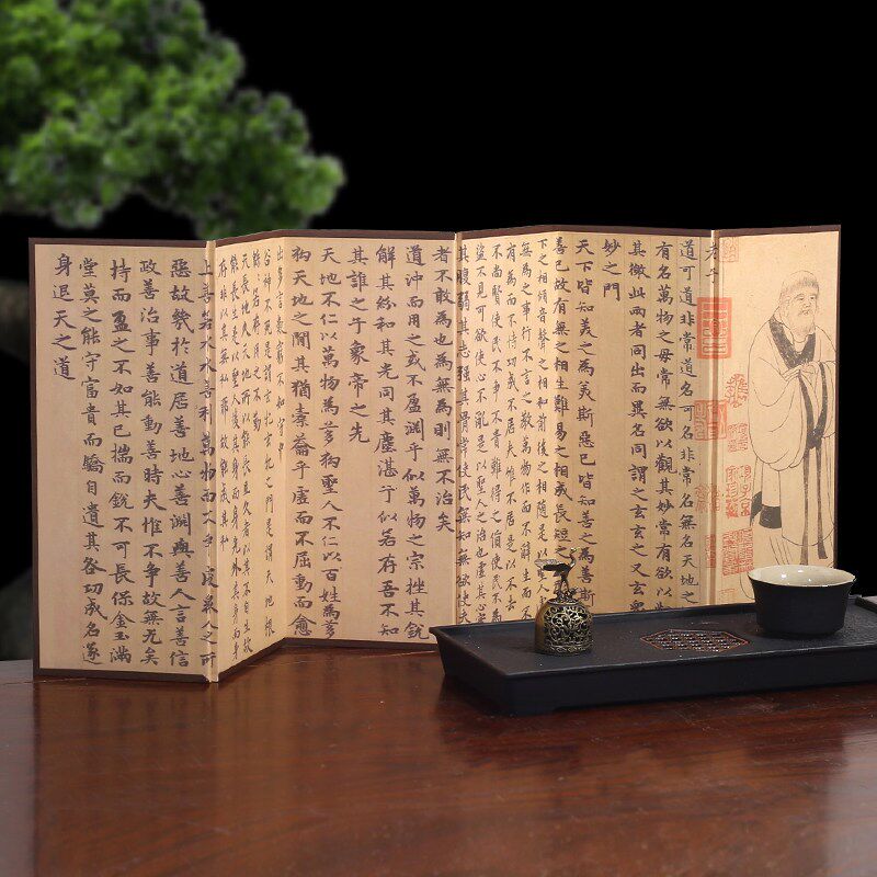 白鹭孤柳桌面小屏风彷古覆古装饰摆件茶室书桌文创文玩装饰品摆台