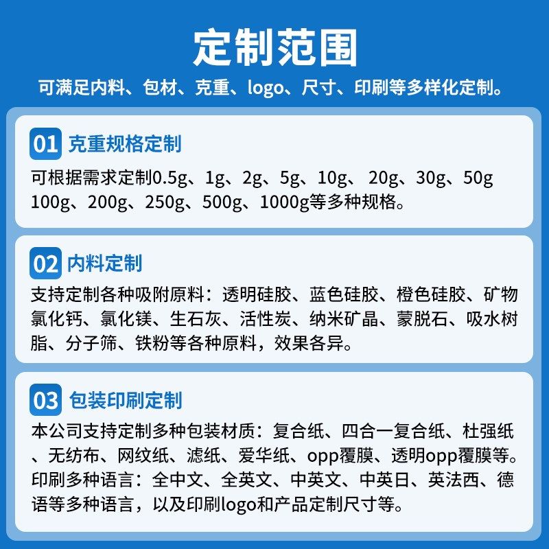 工业用干燥剂100克大包袋250g防潮防霉集装箱货柜硅胶吸湿除湿剂
