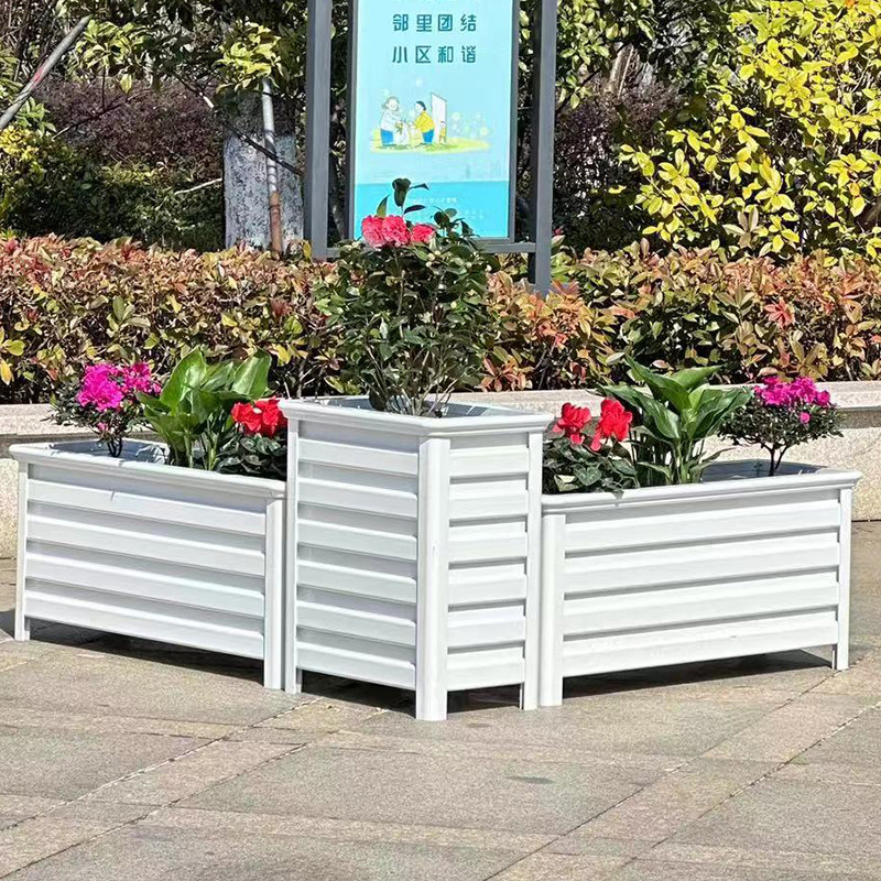 仿木纹防腐户外铝合金花箱市政道路隔断花槽白色阳台庭院种植箱