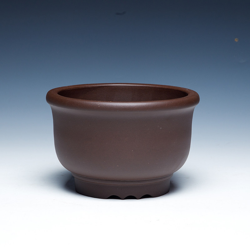 宜兴精品紫砂花盆陶瓷金弹子小笠帽发财树蝴蝶兰三角花大盆具套盆