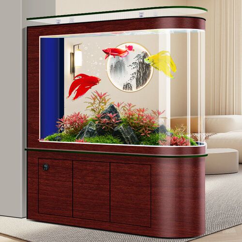 热弯玻璃智能子弹头鱼缸屏风隔断中大型底过滤家用客厅免换水族箱