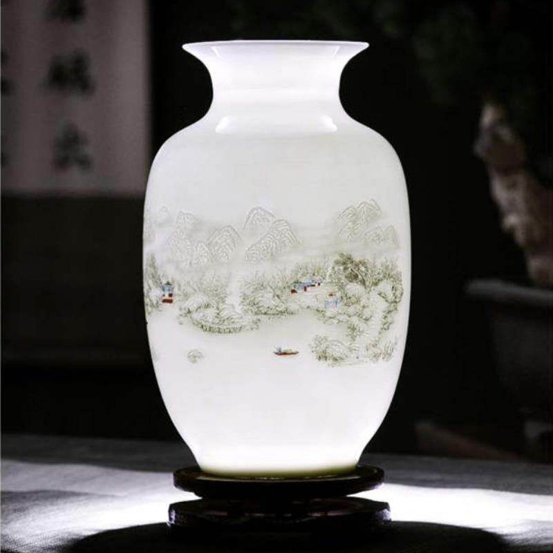 鸡毛掸子收纳瓶陶瓷器仿古青花瓷大花瓶摆件客厅富贵竹插花