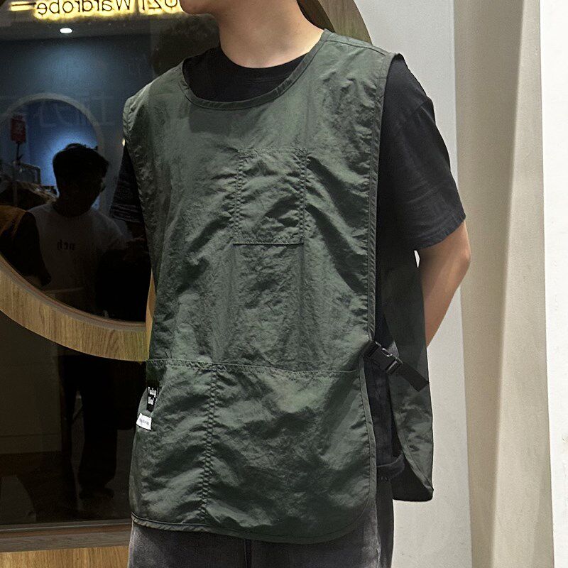 宠物美容师工作服简约纯色防泼水防毛坎肩工装马甲式无袖背心围裙