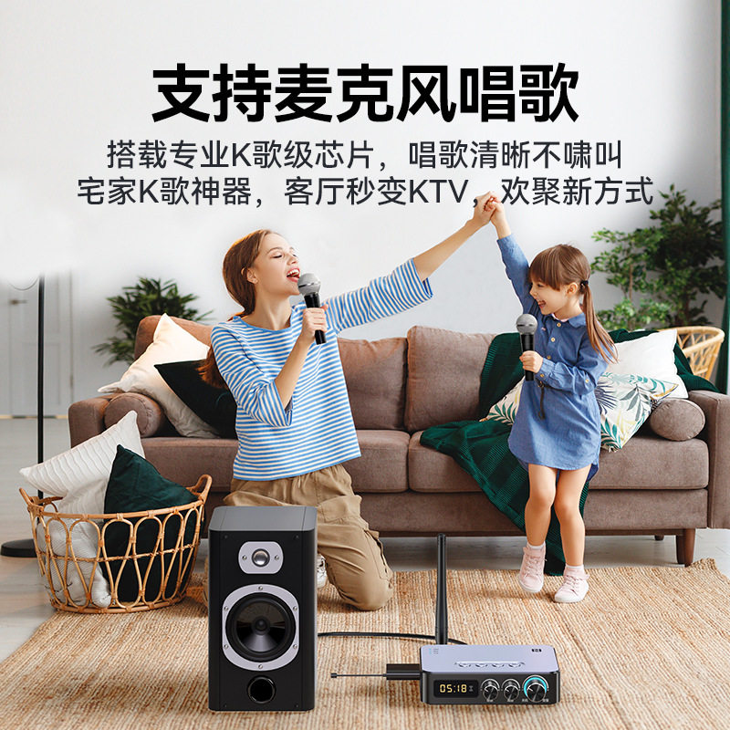 多功能款5.1蓝牙接收器发射器FM收音机K唱歌四合一NFC音频适配器