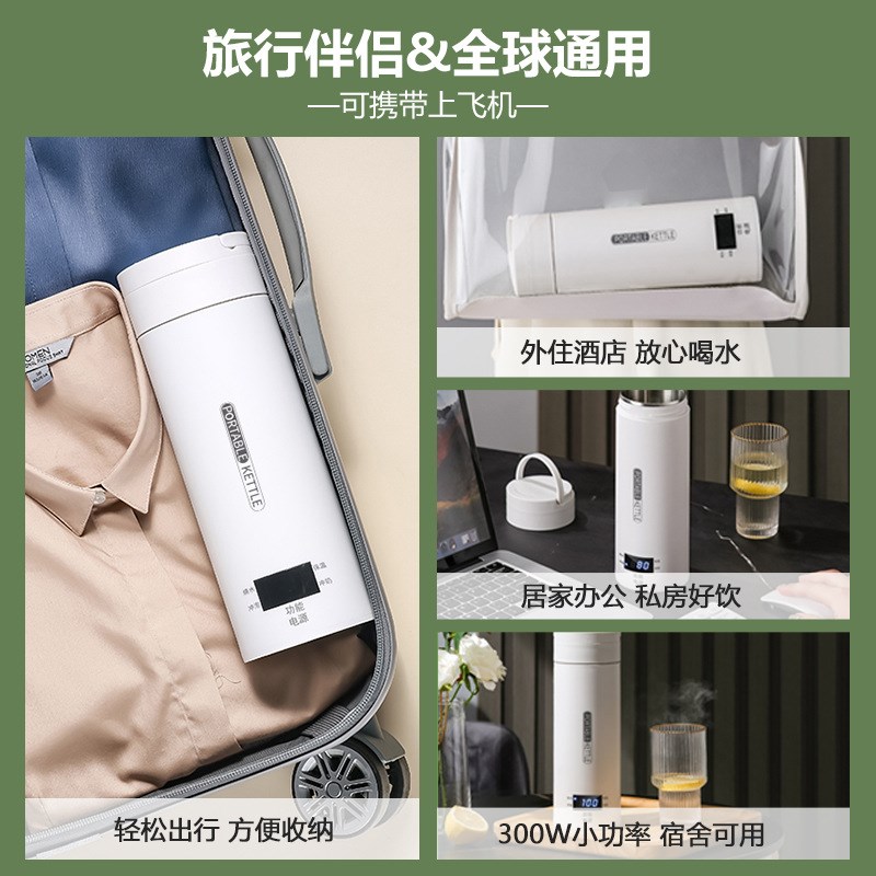 跨境110v恒温烧水壶旅行便携式电热水杯家用小型宿舍办公室养生杯