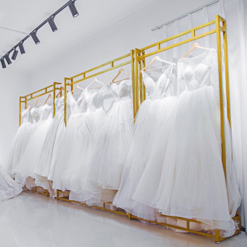 金色挂婚纱架子高档婚纱店落地式展示架影楼货架旗袍礼服挂衣架子