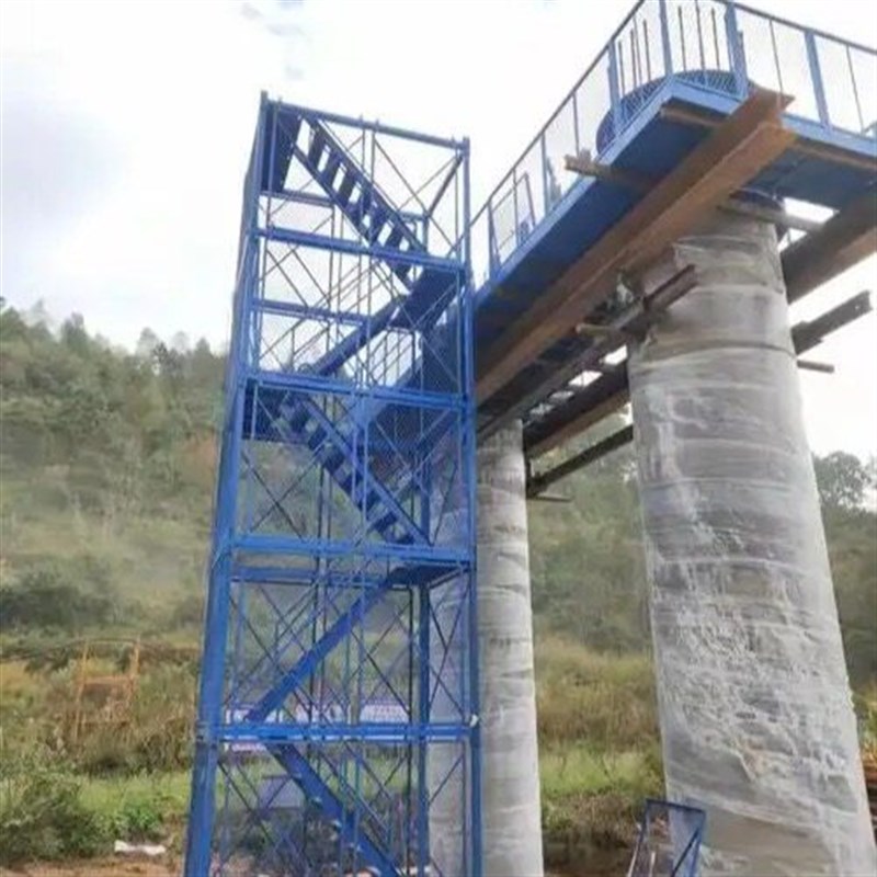 桥梁基坑组装式安全梯笼建筑施工上下行人爬梯箱式墩柱安全防