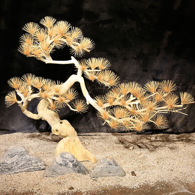 仿真迎客松树假树美人松盆景罗汉松景观摆件新中式展厅定制造型