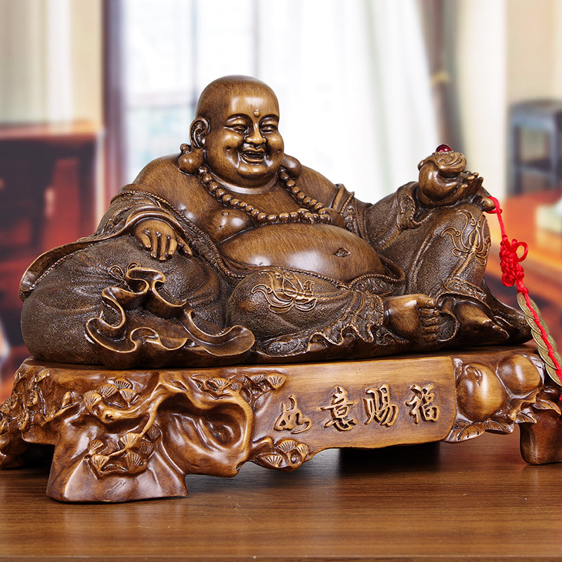 镀金招财弥勒佛像笑佛摆件家居财神位客厅公司开业送礼乔迁工艺品