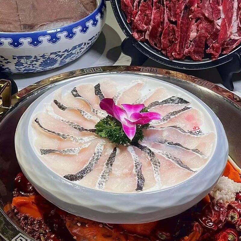 新款火锅店餐具特色鱼片千层肚牛舌专用盘子密胺仿瓷圆形鸟巢形盘