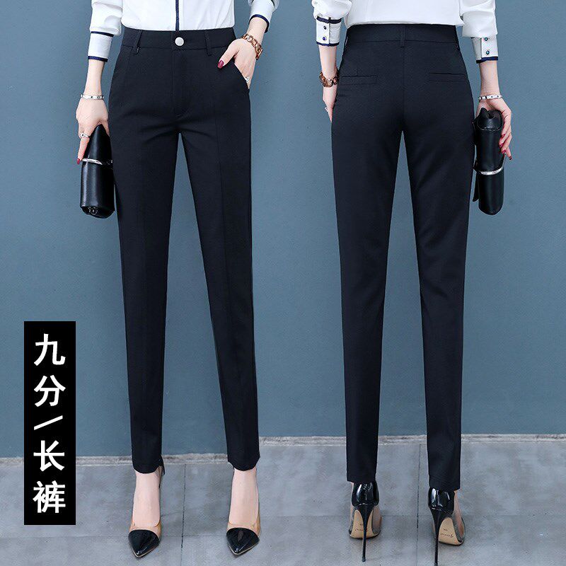 西装裤女春秋女裤新款女士工作裤小脚深灰色烟管裤子正装职业西裤