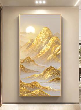日照金山玄关装饰画新中式客厅入户正对门挂画走廊过道聚财风景画