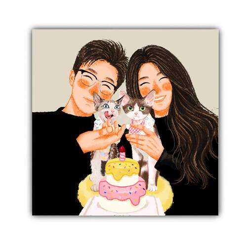 PANDA童趣蜡笔插画风头像手绘装饰画头像定制情侣插画定制