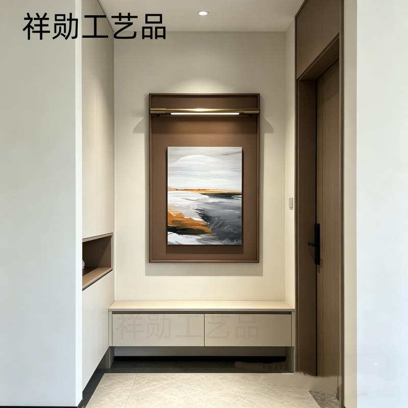 现代简约玄关装饰画抽象艺术挂画走廊装饰画带灯壁饰壁挂立体铁艺