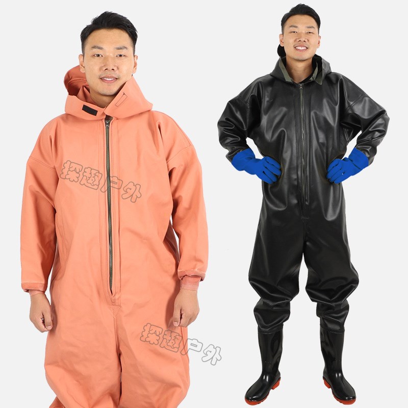 全身下水裤加厚捕鱼抓鱼雨裤防水衣连体下水衣挖藕服水叉防蜂男涉