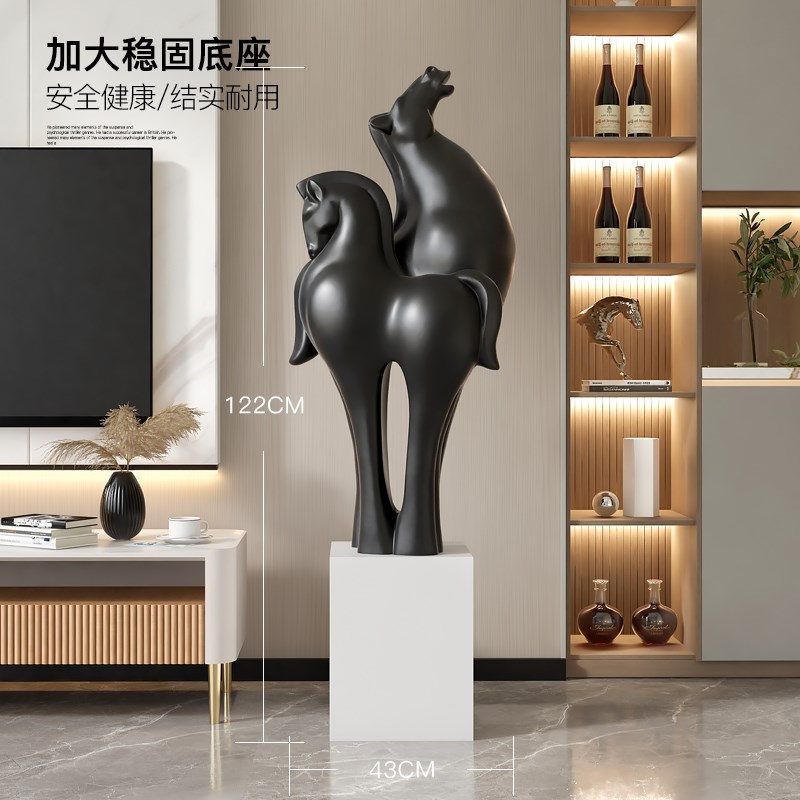 马到成功大型客厅落地摆件入户玄关电视柜旁轻奢高级感旺宅装饰