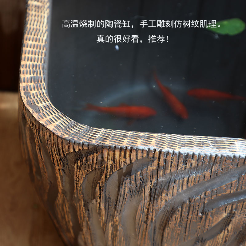 景德镇粗陶瓷大鱼缸睡莲盆荷花大缸碗莲盆缸乌龟水缸金鱼流水摆件