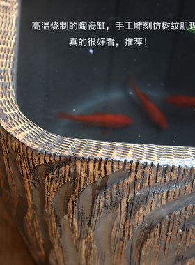 景德镇粗陶瓷大鱼缸睡莲盆荷花大缸碗莲盆缸乌龟水缸金鱼流水摆件
