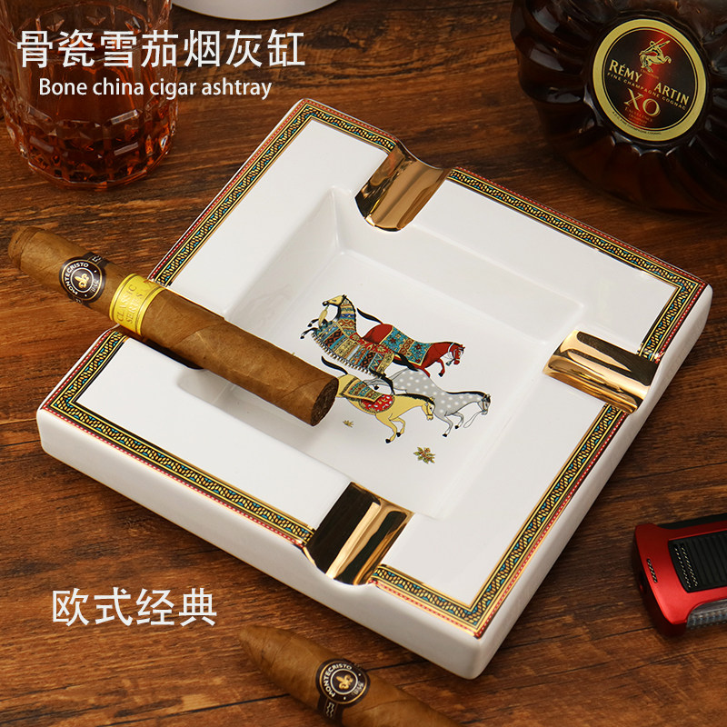 蒙特雪茄烟灰缸个性时尚陶瓷金属便携式雪加烟缸cigar雪茄专用