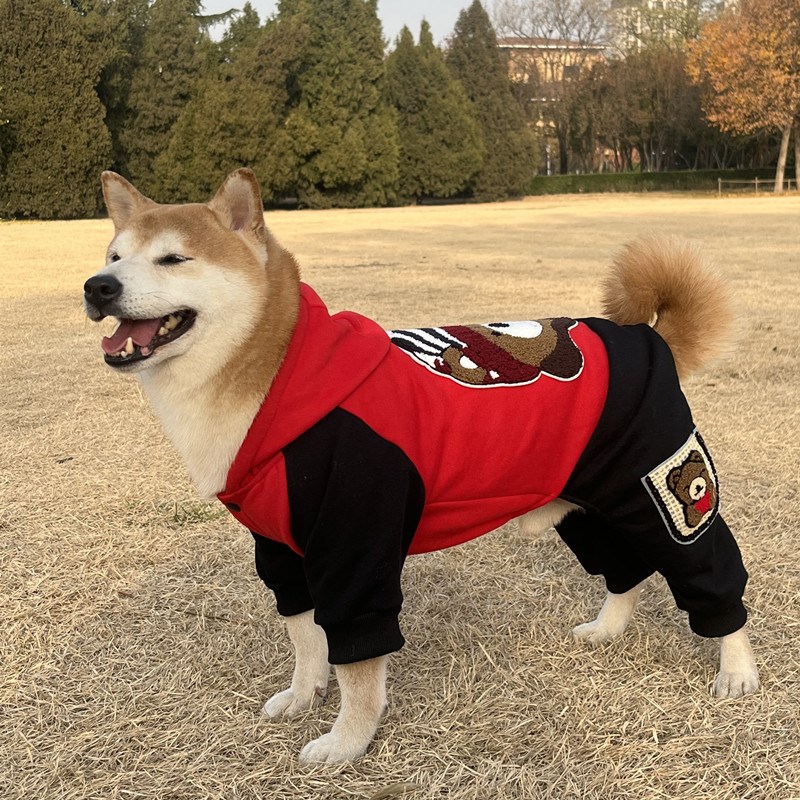新款中大型犬秋冬狗衣服四脚保暖加绒金毛萨摩拉布拉多柴犬卫衣春
