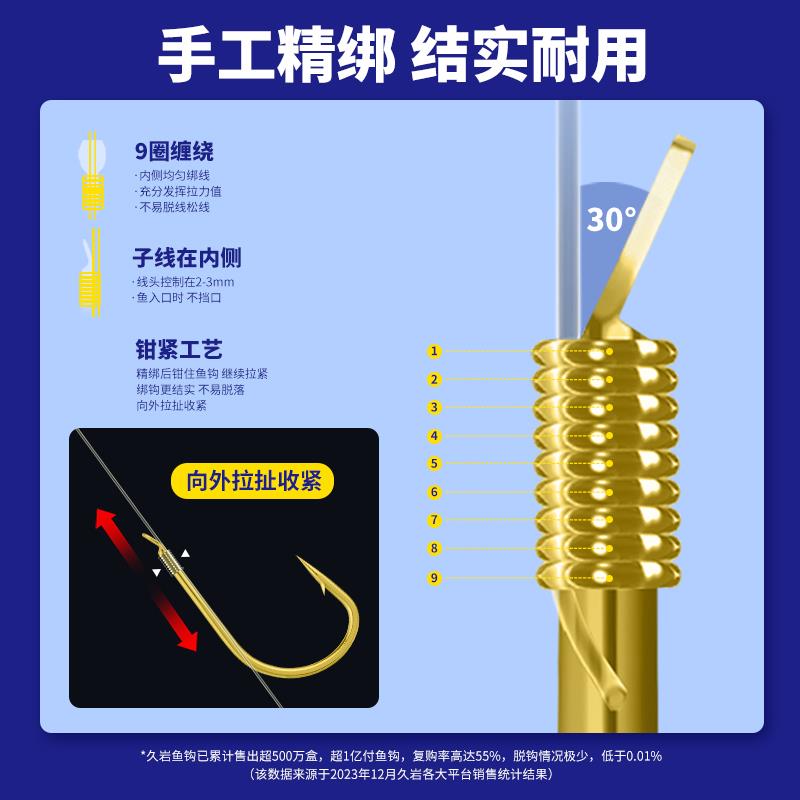 久岩金海夕绑好子线双钩成品翘嘴野钓套装无刺精绑正品鲫鲤鱼钩子