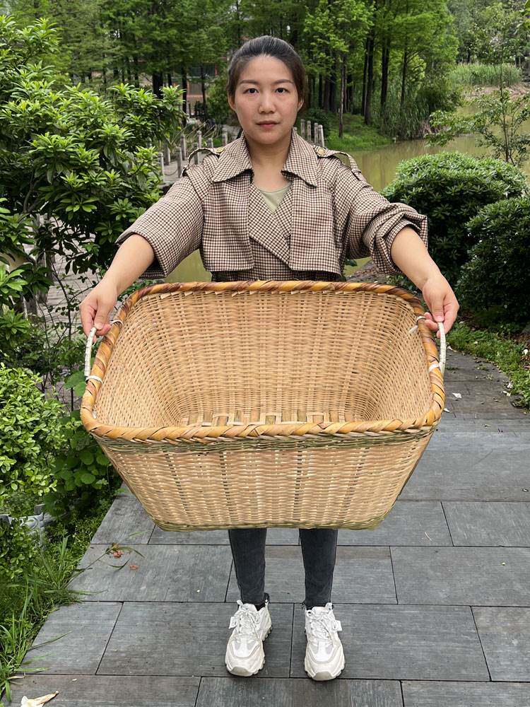 湘西特色手工竹编方篮方筐宠物筐竹筐竹篮超市饭店食品收纳竹篓摆