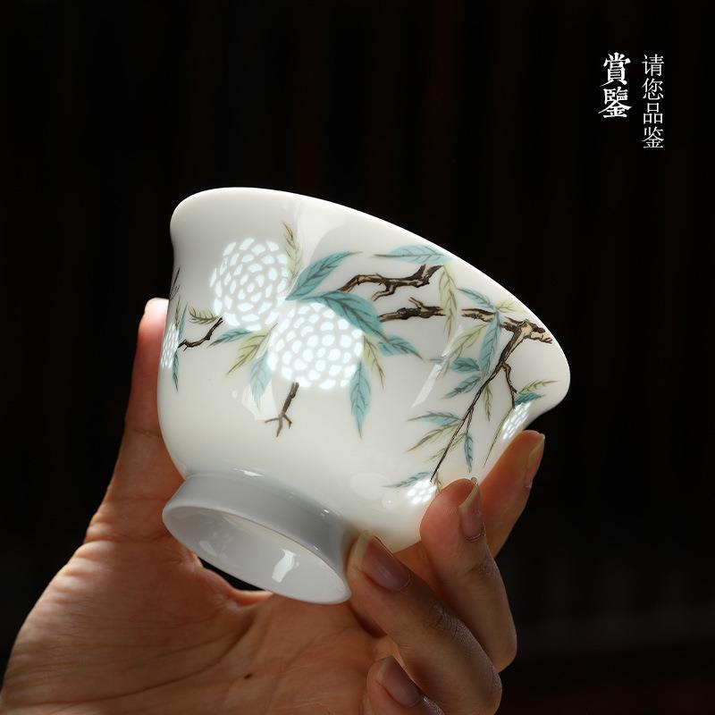 陶瓷粉彩茶杯茶具套装家用泡茶专用茶具玲珑瓷茶具功夫茶盖碗茶具