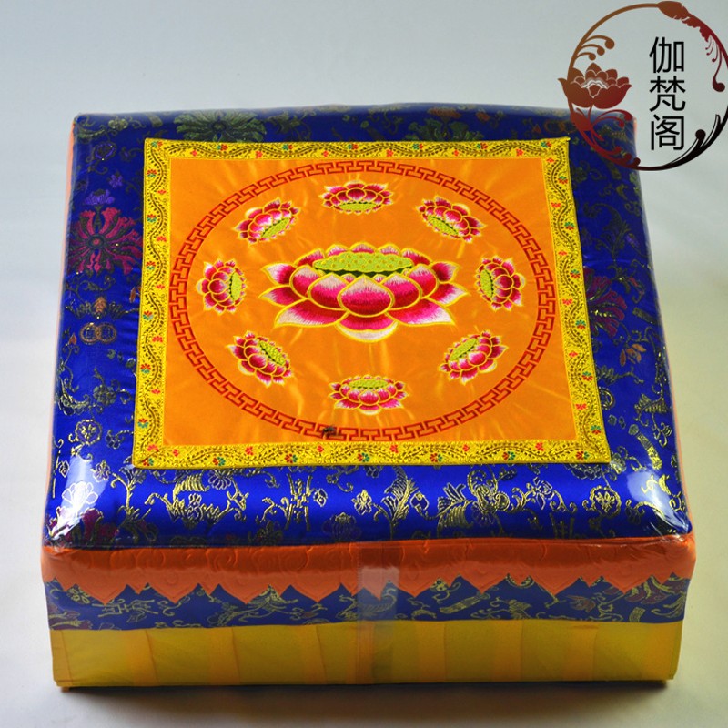 绣花拜垫拜凳寺庙佛堂实木拜墩顺滑跪垫打坐垫莲花拜佛禅垫蒲团垫
