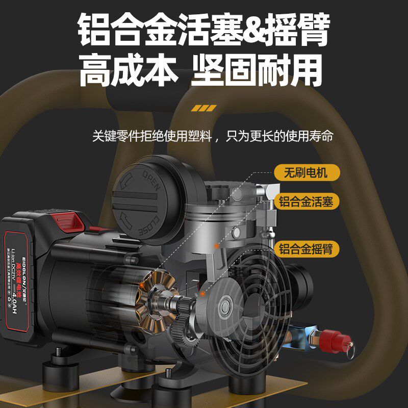 艾德论3L无刷锂电打气泵小型无线便携空压机打气筒空气压缩机