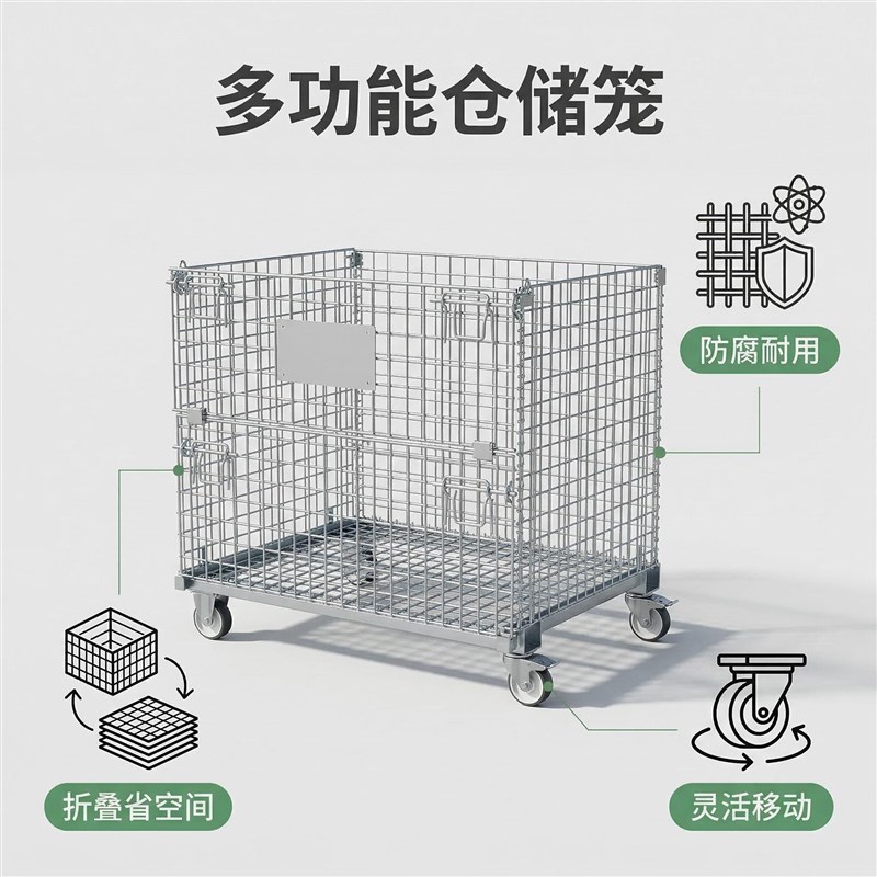 仓储笼折叠铁框筐铁笼带轮蝴蝶笼金属网格仓库笼钢丝笼定制仓储笼
