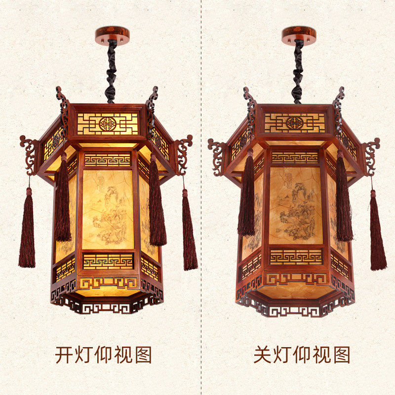 中式复仿古实木宫灯户外防水广告做字灯笼门厅茶楼乔迁阳台吊灯具