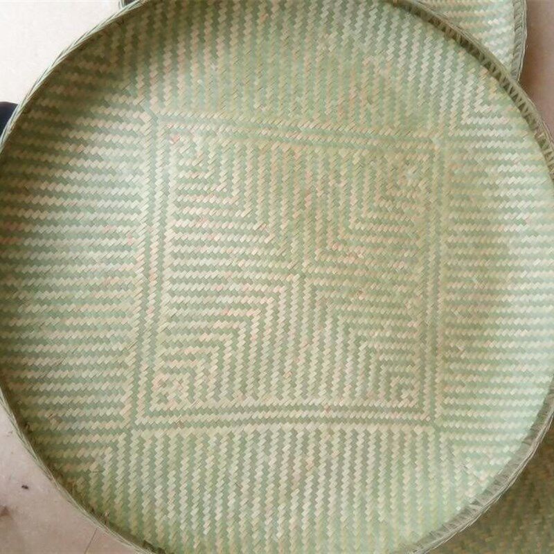 竹编无孔簸箕传统全竹子纯手工家用晾晒加深加固装饰竹制品圆形