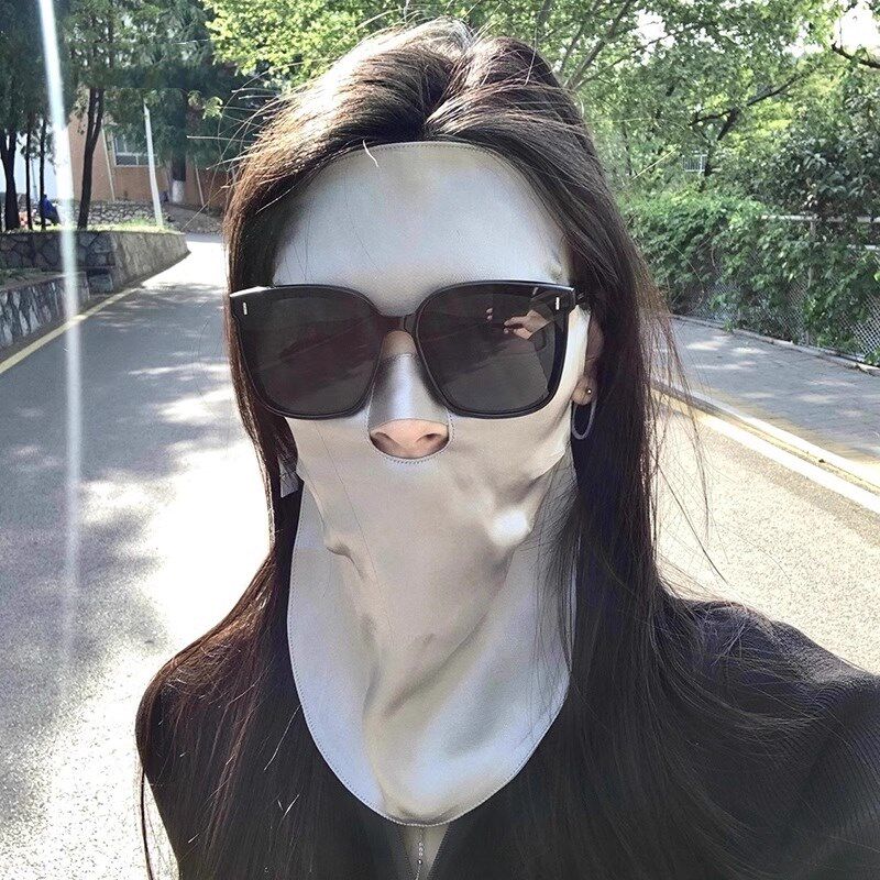 真丝防晒面罩透气轻薄护全脸罩夏天脸基尼口罩桑蚕丝高颜值面纱女