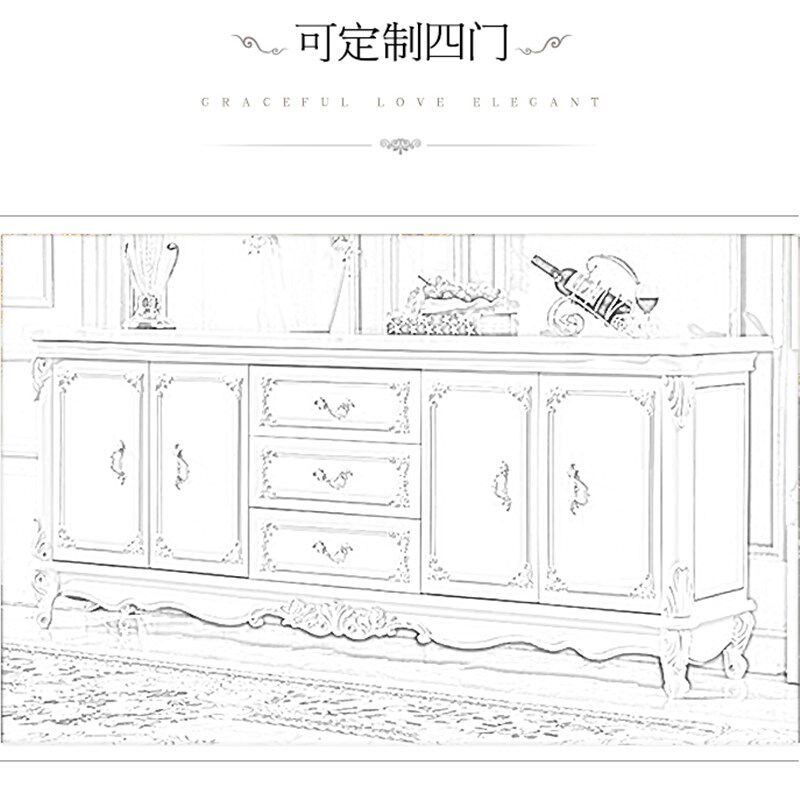 欧式大理石餐边柜组合实木现代简约茶水柜碗柜客厅鞋柜电视柜套装