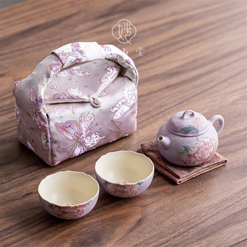 生日礼物送闺蜜朋友妈妈女生专用精致旅行茶具套装壶杯盒伴手牡丹